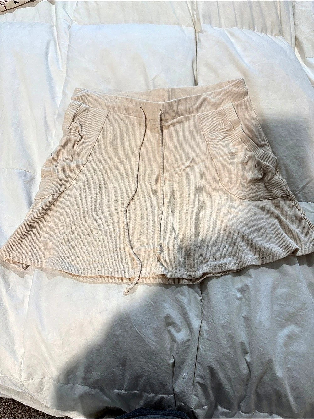 LA Hearts - Beige Ribbed Drawstring Skirt
